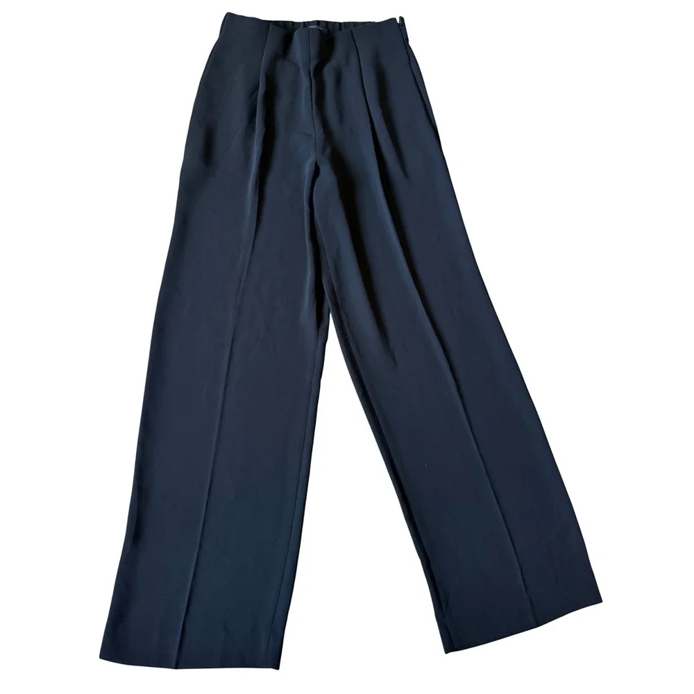 J.CREW Wide Leg Pleated Pants Matte Crepe NEW H2815 Black size 8